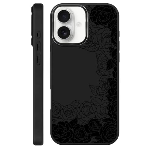 Toulas Schutzhülle für iPhone 16 Plus, [kompatibel mit MagSafe], High-End-Relief, geprägtes Design, TPU-Silikon für hervorragenden Fallschutz und Haltbarkeit, Schwarz Rose von Toulas
