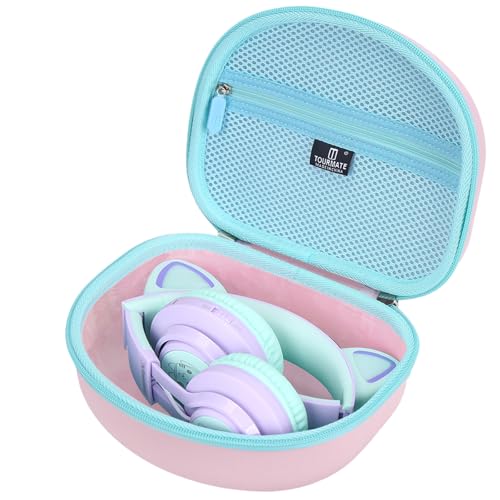 Tourmate Riwbox CT-7 / CT-7S Hartschalen-Reiseetui für Kinder mit Katzenohren, LED-Licht, kabellose Kopfhörer, schützende Tragetasche, Rosa und Cyan Tourmate Riwbox CT-7 / CT-7S Hartschalen-Reiseetui für Kinder mit Katzenohren, LED-Licht, kabellose Kopfhörer, schützende Tragetasche, Rosa und Cyan von Tourmate