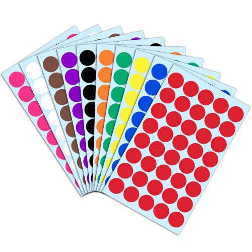 2000 Stück, 20mm Runde Punktaufkleber Klebepunkte Etiketten Markierungspunkte - 10 Farben 2000 Stück, 20mm Runde Punktaufkleber Klebepunkte Etiketten Markierungspunkte - 10 Farben von TownStix