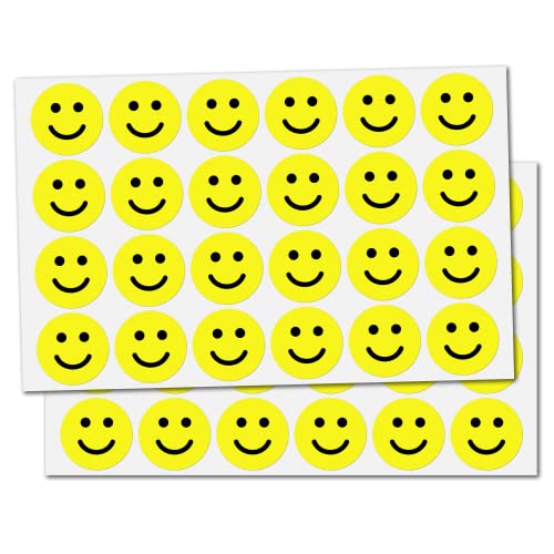 25mm Gelb Glücklich Gesicht Smile Aufkleber Sticker - 1800 Stück von TownStix