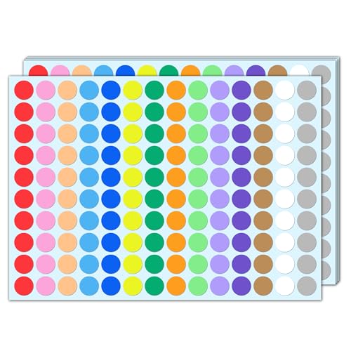 4200 Stück - 20mm Klebepunkte Bunt, Bunte Punkte Aufkleber Runde Markierungspunkte Sticker - 14 Farben 4200 Stück - 20mm Klebepunkte Bunt, Bunte Punkte Aufkleber Runde Markierungspunkte Sticker - 14 Farben von TownStix