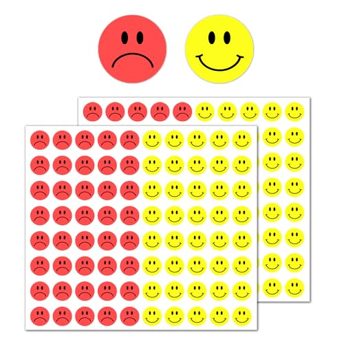 6000 Stück, 12mm - Smile Sticker Aufkleber Belohnungssticker Klein, Motivationssticker - Gelb, Grün von TownStix
