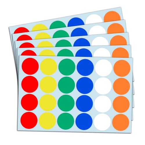 960 Stück - 25mm Klebepunkte Bunt, Punkte Aufkleber Markierungspunkte - 6 Farben von TownStix