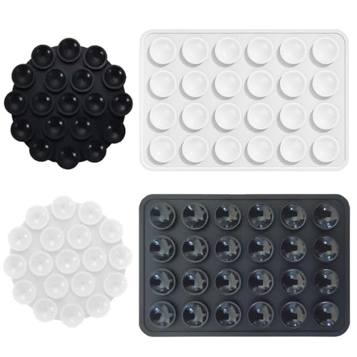 4er Pack Silikon-Handyhüllen mit Saugnapf, Freihändig, für Alle Modelle - Selfies & Videos, TikTok & Duschen Langlebig & Leicht Bedienbar(Schwarz/Weiß) von TownTop