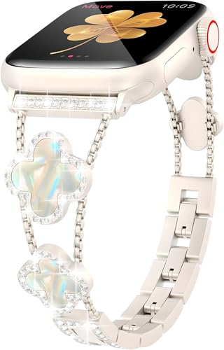 Bling Armband kompatibel mit Apple Watch Armband 38mm 40mm 41mm 42mm 44mm 45mm Serie SE 9 8 7 6 5 4 3 2 1, Funkeln Diamant Armband, süße glückliche Klee Ander iwatch Armband von Towonshy