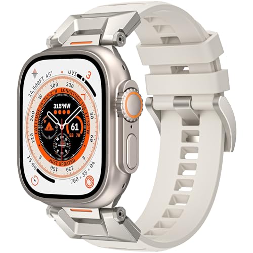 Robustes Sport Armband Kompatibel mit Apple Watch Ultra 2/Ultra armband 49mm 44mm 45mm 42mm für Herren,Edelstahlband Langlebiges SilikonBand für iWatch Armband Serie Ultra 9 8 7 6 5 4 3 SE von Towsnails