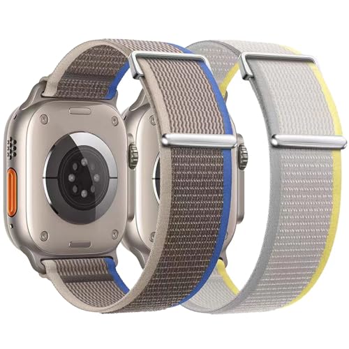 Towsnails 2 Stück Sportband kompatibel mit Apple Watch Armband 49mm 45mm 44mm 42mm 40mm 41mm 38mm,weiche Nylon Trail Loop Armband verstellbare Armbänder für Serie 9 Ultra/Ultra 2 8 7 6 5 4 SE von Towsnails