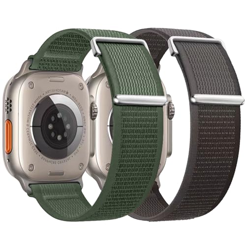 Towsnails 2 Stück Sportband kompatibel mit Apple Watch Armband 49mm 45mm 44mm 42mm 40mm 41mm 38mm,weiche Nylon Trail Loop Armband verstellbare Armbänder für Serie 9 Ultra/Ultra 2 8 7 6 5 4 SE von Towsnails