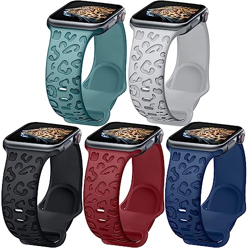 Towsnails 5 Stück kompatibel mit Apple Watch Armband Serie 38mm 40mm 41mm 42mm 44mm 45mm 49mm, Weiches Silikonband Leopard Print Ersatzarmbänder für iWatch Serie 9/8/7/6/5/4/3/2/1/SE/Serie 2 Towsnails 5 Stück kompatibel mit Apple Watch Armband Serie 38mm 40mm 41mm 42mm 44mm 45mm 49mm, Weiches Silikonband Leopard Print Ersatzarmbänder für iWatch Serie 9/8/7/6/5/4/3/2/1/SE/Serie 2 von Towsnails