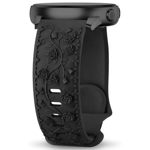 Towsnails Floral Gravierte Armband Kompatibel mit Samsung Galaxy Watch 6/5/4 Armband 40mm 44mm, Galaxy Watch 5 Pro 45mm,Galaxy Active 2,Galaxy Watch 3,20mm Weiches Silikon Ersatzarmband für Damen von Towsnails