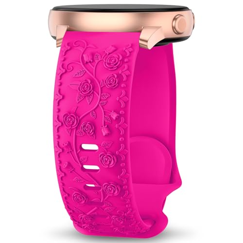 Towsnails Floral Gravierte Armband Kompatibel Mit Samsung Galaxy Watch 6/5/4 40mm 44mm, 5 Pro 45mm, Active 2, 3 - 20mm Weiches Silikon Ersatzarmband für Damen von Towsnails