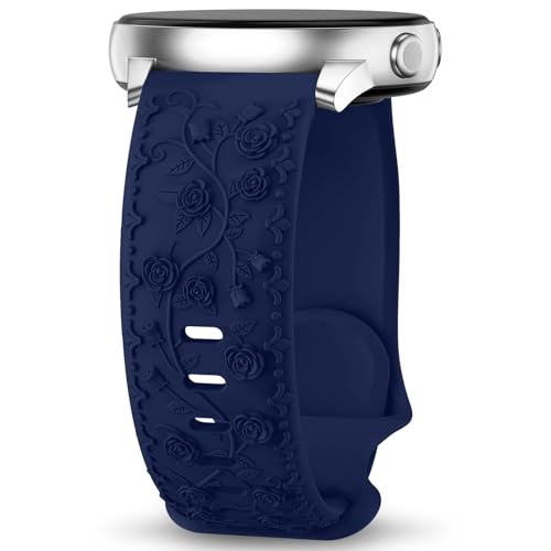Towsnails Floral Gravierte Armband Kompatibel mit Samsung Galaxy Watch 6/5/4 Armband 40mm 44mm, Galaxy Watch 5 Pro 45mm,Galaxy Active 2,Galaxy Watch 3,20mm Weiches Silikon Ersatzarmband für Damen von Towsnails