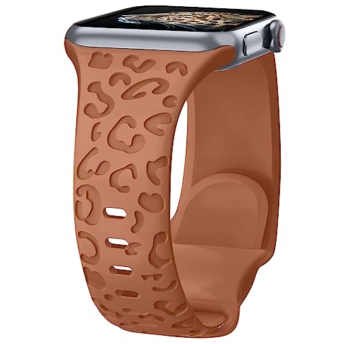 Towsnails Kompatibel mit Apple Watch Armband,Serie 38mm,40mm,41mm,42 mm,44 mm,45 mm,für Damen und Herren,weiches Silikonband,Leopardenmuster,Ersatzarmbänder für iWatch Serie8/7/6/5/4/3/2/1/SE/Serie2 von Towsnails