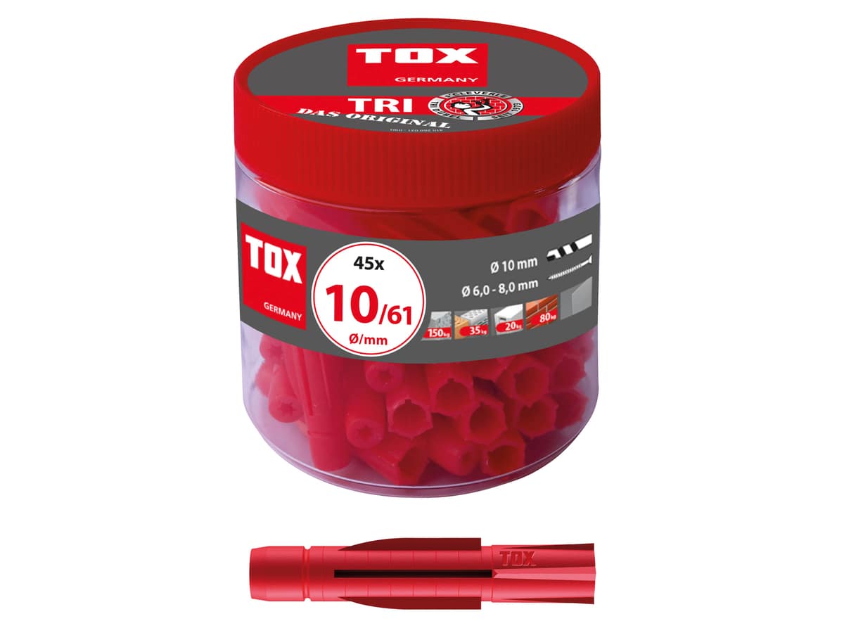 TOX Allzweckdübel Tri, 10x61 mm, in Runddose, 45 Stück von Tox