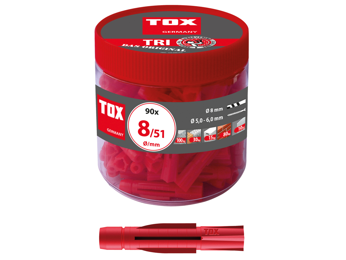 TOX Allzweckdübel Tri, 8x51 mm, in Runddose, 90 Stück von Tox