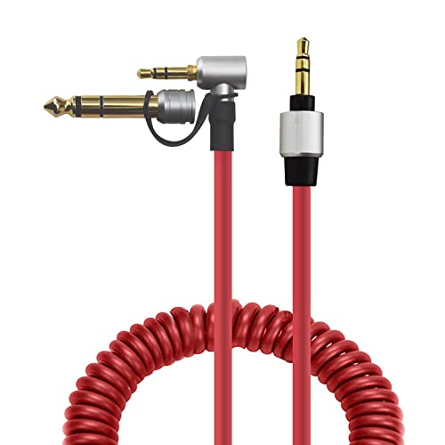 Toxaoii Ersatz-Audiokabel, 3,5 mm auf 3,5 mm und 6,5 mm Audiokabel, kompatibel mit Monster Beats by Dr. Dre Solo Pro Detox-Kopfhörern, Rot (1,2 - 1,8 m) von Toxaoii