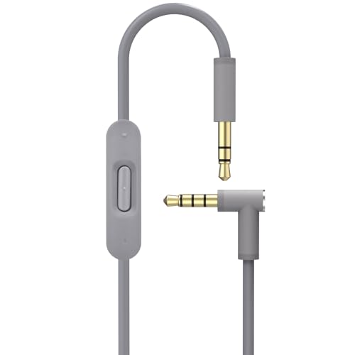 Toxaoii Ersatz-Audiokabel mit Inline-Mikrofon und Steuerung, kompatibel mit Beats Solo 2/3/4/Studio 3/Pro/Detox/Wireless/Mixr/Executive/Pill-Kopfhörern (grau) von Toxaoii