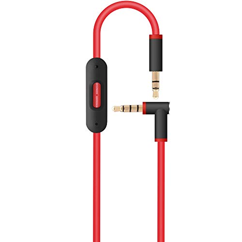 Toxaoii Ersatz-Audiokabel mit Inline-Mikrofon und Steuerung, kompatibel mit Beats Solo 2/Solo 3/Studio 3/Pro/Detox/Wireless/Mixr/Executive/Pill-Kopfhörern (schwarz-rot) von Toxaoii