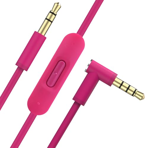 Toxaoii Ersatz-Audiokabel mit Inline-Mikrofon und Steuerung, kompatibel mit Beats by Dr Dre Solo2/Solo 3/Studio 2 3 Pro/Detox/Wireless/Mixr/Executive/Pill Kopfhörern (1,8 m, Rosa) von Toxaoii