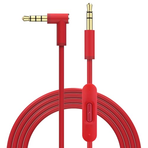 Toxaoii Ersatz-Audiokabel mit Inline-Mikrofon und Steuerung, kompatibel mit Beats by Dr Dre Solo2/Solo 3/Studio 2 3 Pro/Detox/Wireless/Mixr/Executive/Pill Kopfhörern (1,8 m, rot) von Toxaoii