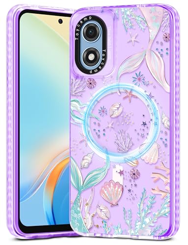 Toycamp Schutzhülle für Moto G Play 4G 2024 – kompatibel mit MagSafe Frauen und Mädchen, niedlich, magnetisch, stoßfest, schützend, hübsches Designer-Funda für Motorola G Play 4G 2024, Meerjungfrauen von Toycamp