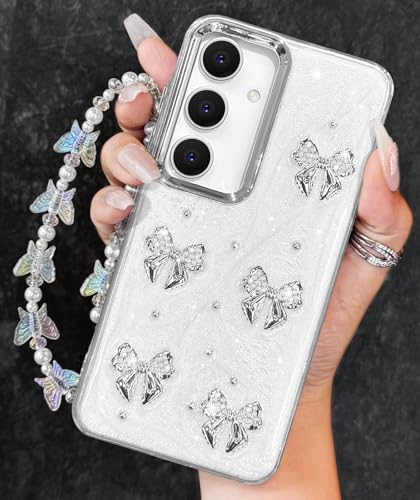 Toycamp Schutzhülle für Samsung Galaxy A16 5G, niedliches Kawaii-3D-Schleifen-Design mit Charm, Schmetterling, Handgelenkkette, ästhetisch, schön, einzigartig, modisch, für Samsung A16 5G, 17,5 cm Toycamp Schutzhülle für Samsung Galaxy A16 5G, niedliches Kawaii-3D-Schleifen-Design mit Charm, Schmetterling, Handgelenkkette, ästhetisch, schön, einzigartig, modisch, für Samsung A16 5G, 17,5 cm von Toycamp