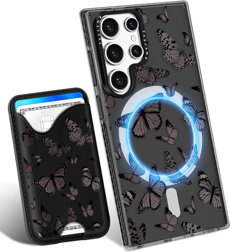 Toycamp Schutzhülle für Samsung Galaxy S25 Ultra, kompatibel mit Magsafe, Kreditkartenhalter, Brieftasche, magnetisch, niedlich, für Damen, Teenager, Mädchen, Kawaii, Mädchen, schwarzer Schmetterling Toycamp Schutzhülle für Samsung Galaxy S25 Ultra, kompatibel mit Magsafe, Kreditkartenhalter, Brieftasche, magnetisch, niedlich, für Damen, Teenager, Mädchen, Kawaii, Mädchen, schwarzer Schmetterling von Toycamp