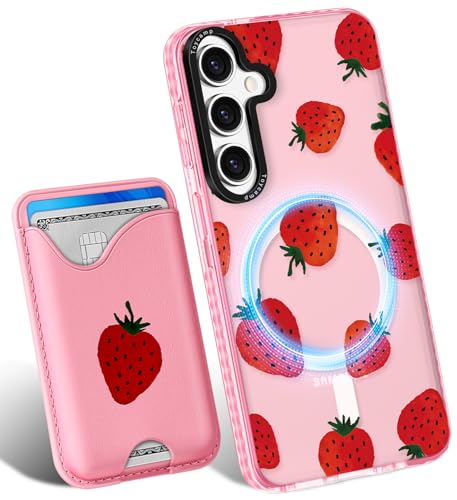 Toycamp Schutzhülle für Samsung Galaxy S25 – kompatibel mit Magsafe Kreditkartenhalter, Brieftasche, magnetisch, niedlich, für Frauen, Teenager, Mädchen, Kawaii, Mädchen, einzigartiges Erdbeer-Design Toycamp Schutzhülle für Samsung Galaxy S25 – kompatibel mit Magsafe Kreditkartenhalter, Brieftasche, magnetisch, niedlich, für Frauen, Teenager, Mädchen, Kawaii, Mädchen, einzigartiges Erdbeer-Design von Toycamp