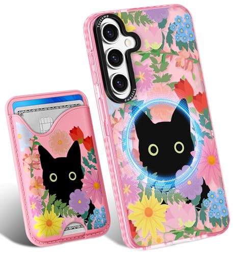 Toycamp Schutzhülle für Samsung Galaxy S25 – kompatibel mit Magsafe Kreditkartenhalter, Brieftasche, magnetisch, niedlich, für Frauen, Teenager, Mädchen, Kawaii, Mädchen, einzigartiges von Toycamp