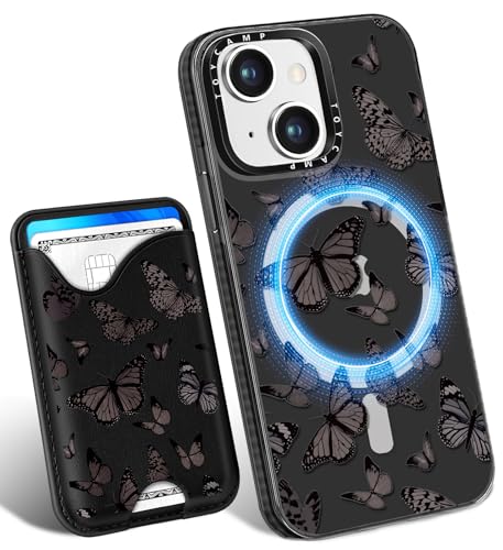 Toycamp Schutzhülle für iPhone 14, iPhone 13, kompatibel mit Magsafe, Kreditkartenhalter, Brieftasche, magnetisch, niedlich, für Damen, Teenager, Mädchen, Kawaii, Mädchen, schwarzer Schmetterling Toycamp Schutzhülle für iPhone 14, iPhone 13, kompatibel mit Magsafe, Kreditkartenhalter, Brieftasche, magnetisch, niedlich, für Damen, Teenager, Mädchen, Kawaii, Mädchen, schwarzer Schmetterling von Toycamp