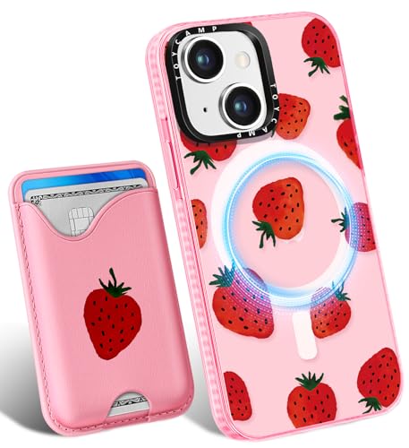 Toycamp Schutzhülle für iPhone 14 Plus – kompatibel mit Magsafe Kreditkartenhalter, Brieftasche, magnetisch, niedlich, für Damen, Teenager, Mädchen, Kawaii, Mädchen, einzigartiges Erdbeer-Design Toycamp Schutzhülle für iPhone 14 Plus – kompatibel mit Magsafe Kreditkartenhalter, Brieftasche, magnetisch, niedlich, für Damen, Teenager, Mädchen, Kawaii, Mädchen, einzigartiges Erdbeer-Design von Toycamp