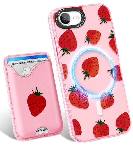 Toycamp Schutzhülle für iPhone 16e, 15,4 cm (6,1 Zoll), kompatibel mit Magsafe-Kreditkartenhalter, magnetisch, niedlich, für Damen, Teenager, Mädchen, Kawaii, Mädchen, einzigartiges Erdbeer-Design von Toycamp