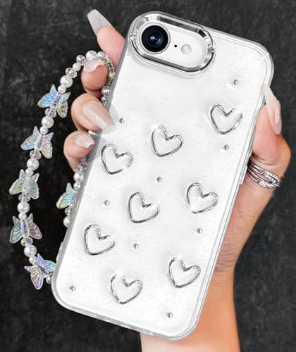 Toycamp Schutzhülle für iPhone 16e für Damen und Mädchen – niedliches, klares, glitzerndes Kawaii-3D-Herz-Design mit Charm, Schmetterling, Handgelenkkette, Handyhülle, ästhetisch, hübsch, einzigartig Toycamp Schutzhülle für iPhone 16e für Damen und Mädchen – niedliches, klares, glitzerndes Kawaii-3D-Herz-Design mit Charm, Schmetterling, Handgelenkkette, Handyhülle, ästhetisch, hübsch, einzigartig von Toycamp