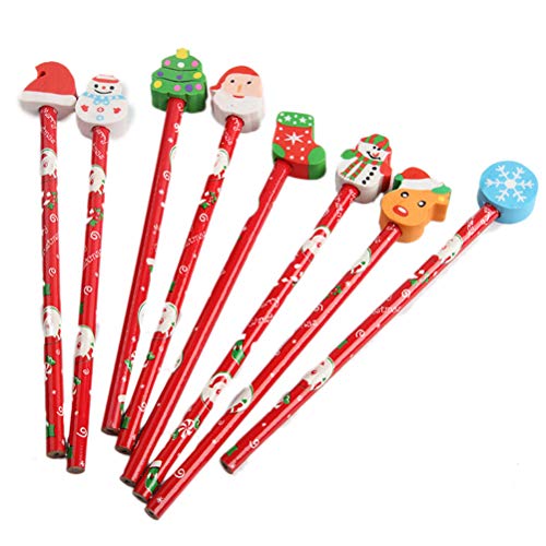 Toyvian 12 Stück Weihnachten Themenstifte mit Radiergummi Holz Urlaub Bleistifte Neuheit Bleistifte für Kinder (zufällige Muster) von Toyvian