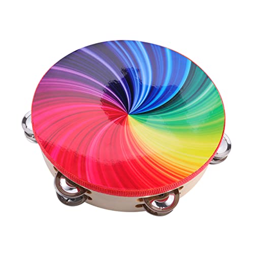 Toyvian 8 Schlagzeug Tamburin-Trommel Regenbogen doppelt Schwarz musikinstrumente musical instruments stimmungsmusik party drum Hand Tamburin Trommel zweireihige Tamburintrommel Hölzern von Toyvian