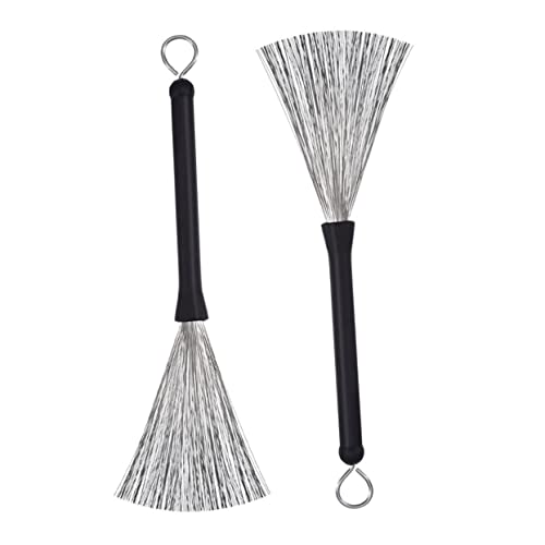 Toyvian Instrumentenzubehör Drahtbürste Trommelstöcke Musical Schlüssel Handtrommeln Percussion Stöcke Schlagzeugbürsten Musikinstrumente Zubehör Set Drum Stick Bambuskeule Hölzern Black von Toyvian