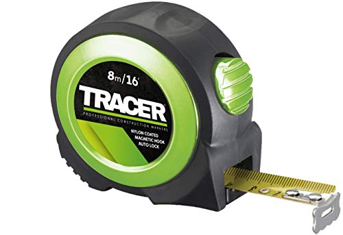 TRACER 8m Automatisches Feststellband (nylonbeschichtetes Maßband mit Magnethaken und automatischer Feststellfunktion) von Tracer