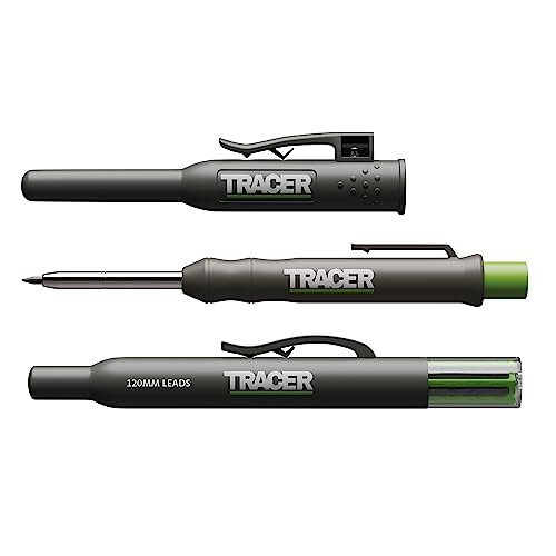 TRACER Tieflochmarker Bleistift mit 6x Ersatzminen und dazugehörigem Seitenhalter. Tischler Bleistift/Tiefenlochmarker von Tracer