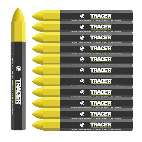 Tracer Bauholzstifte, 12 Stück, Gelb 12 x gelbe Markierungsstifte für verschiedene Oberflächen von Tracer
