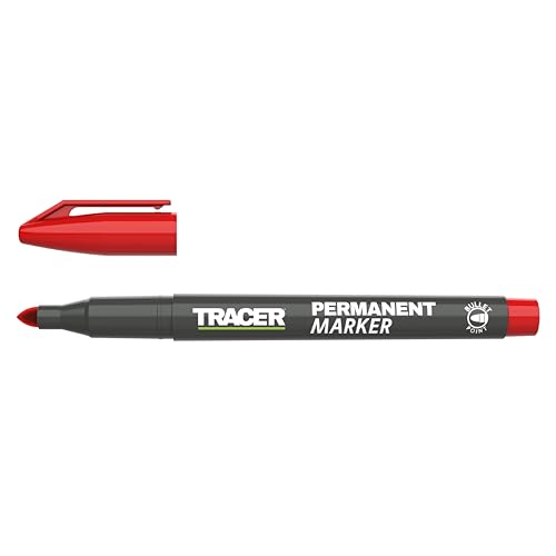 Tracer Fine-Point Permanent Construction Marker (1-2mm Bullet Point General-Purpose Marker with quick-drying ink) – Red von Tracer