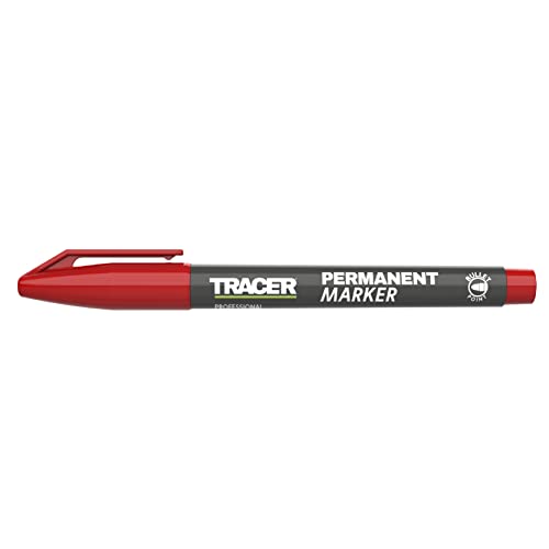 Tracer Fine-Point Permanent Construction Marker (1-2mm Bullet Point General-Purpose Marker with quick-drying ink) – Red von Tracer