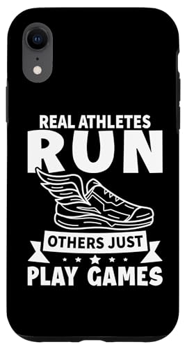 Echte Athleten laufen, andere spielen einfach Spiele Hülle für iPhone XR von Track And Field Sports Designs For Athletes