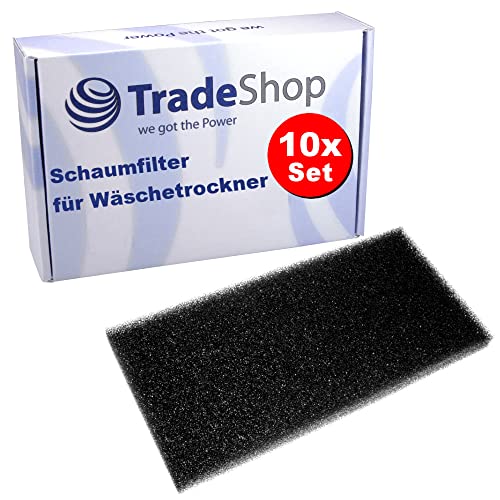 10x Trade-Shop Schwammfilter/Schaumstoff-Filter kompatibel mit Gorenje D 7462, D 7566, D 8666 N, D 7465 A++, D 9565 N, D 8565 NA Wäschetrockner von Trade-Shop