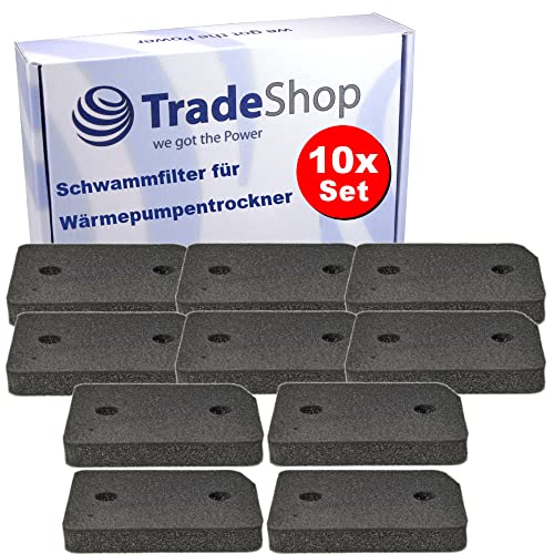 10x Trade-Shop Sockelfilter/Schaumstoff-Filter/Schwammfilter kompatibel mit Miele TMG640WP TMG800-40 TMG840WP TML440WP TML600-40 TML640WP TML800-40 von Trade-Shop