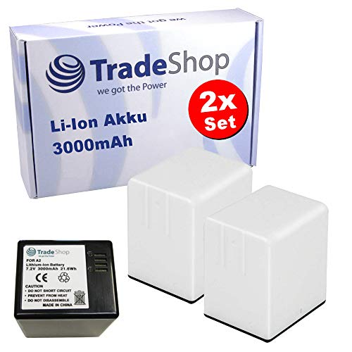 2X Hochwertiger Li-Ion Akku für Netgear Arlo Go VMA4410, VMA4410-10000S, VML4030 Kamera - ersetzt A-2 Akkutypen / 7,2V 3000mAh 14.4Wh Ersatz Akku von Trade-Shop