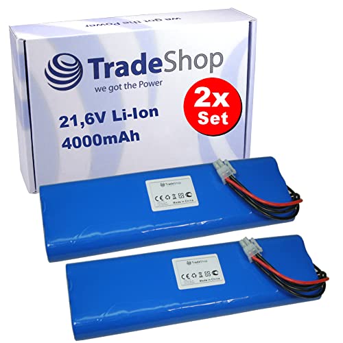 2X Trade-Shop Hochleistungs Li-Ion Akku 21,6V / 4000mAh / 86Wh für Husqvarna 265 ACX G2-2, Automower 265 ACX (2012, 2013, 2014, 2015) / Rasenmäher von Trade-Shop