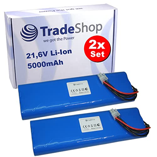 2X Trade-Shop Hochleistungs Li-Ion Akku 21,6V / 5000mAh / 108Wh für Husqvarna 265 ACX G2-2, Automower 265 ACX (2012, 2013, 2014, 2015) / Rasenmäher von Trade-Shop