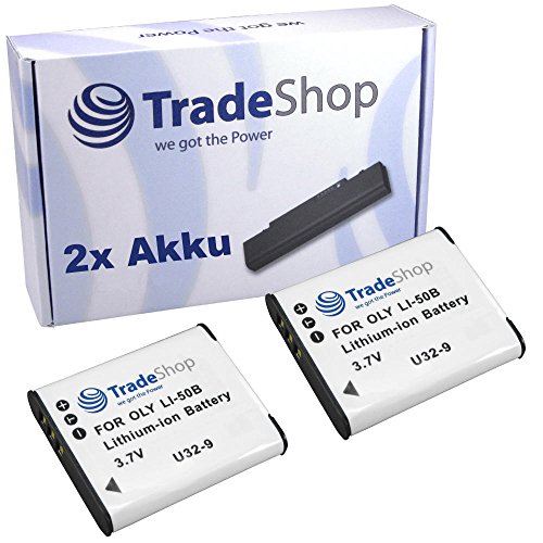 2X Trade-Shop Kamera Li-Ion Akku 3,7V 1000mAh kompatibel mit Olympus DS-2600 DS-9500 Diktiergerät, Pentax Optio WG-2 WG-2 GPS, Ricoh HZ15 von Trade-Shop