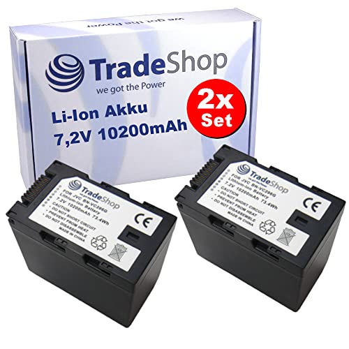 2X Trade-Shop Kamera Li-Ion Akku 7,2V / 10200mAh / 73,4Wh kompatibel mit JVC Camcorder wie GY-HC500 GY-HC550, Ersatz für JVC BN-VC264G BN-VC296G 2X Trade-Shop Kamera Li-Ion Akku 7,2V / 10200mAh / 73,4Wh kompatibel mit JVC Camcorder wie GY-HC500 GY-HC550, Ersatz für JVC BN-VC264G BN-VC296G von Trade-Shop
