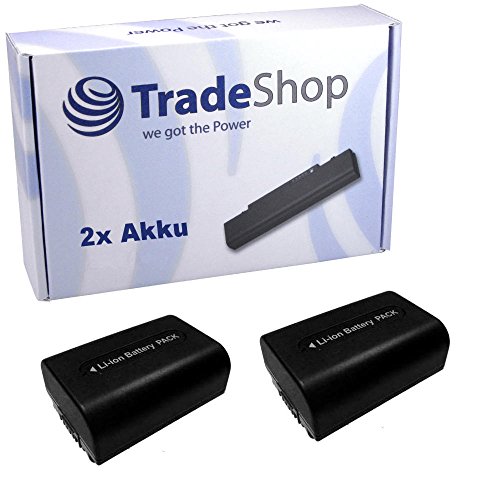 2X Trade-Shop Kamera Li-Ion Akku kompatibel mit Sony HC DVD DCR Serien ersetzt NP-FH-30 NP-FH-40 NP-FH-50 NP-FH-60 NP-FH-70 NP-FH-100 von Trade-Shop
